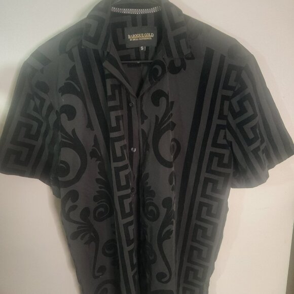 Men's black patterned button down - Picture 1 of 5